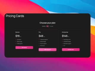 Pricing Comparison Cards - Pricing component preview
