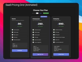 SaaS Pricing Grid - SaaS component preview